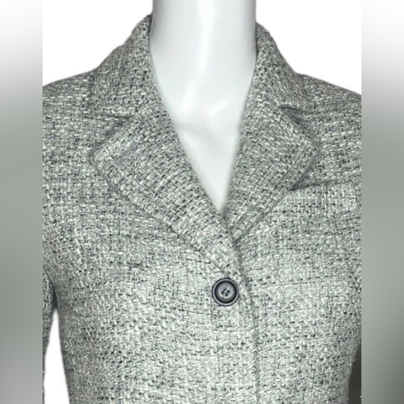 Talbots Women's Tweed Blazer Gray White Silver Metallic Threads Long Sleeve - Picture 5 of 8